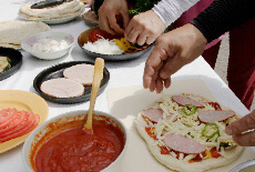 大谷石のピザ窯